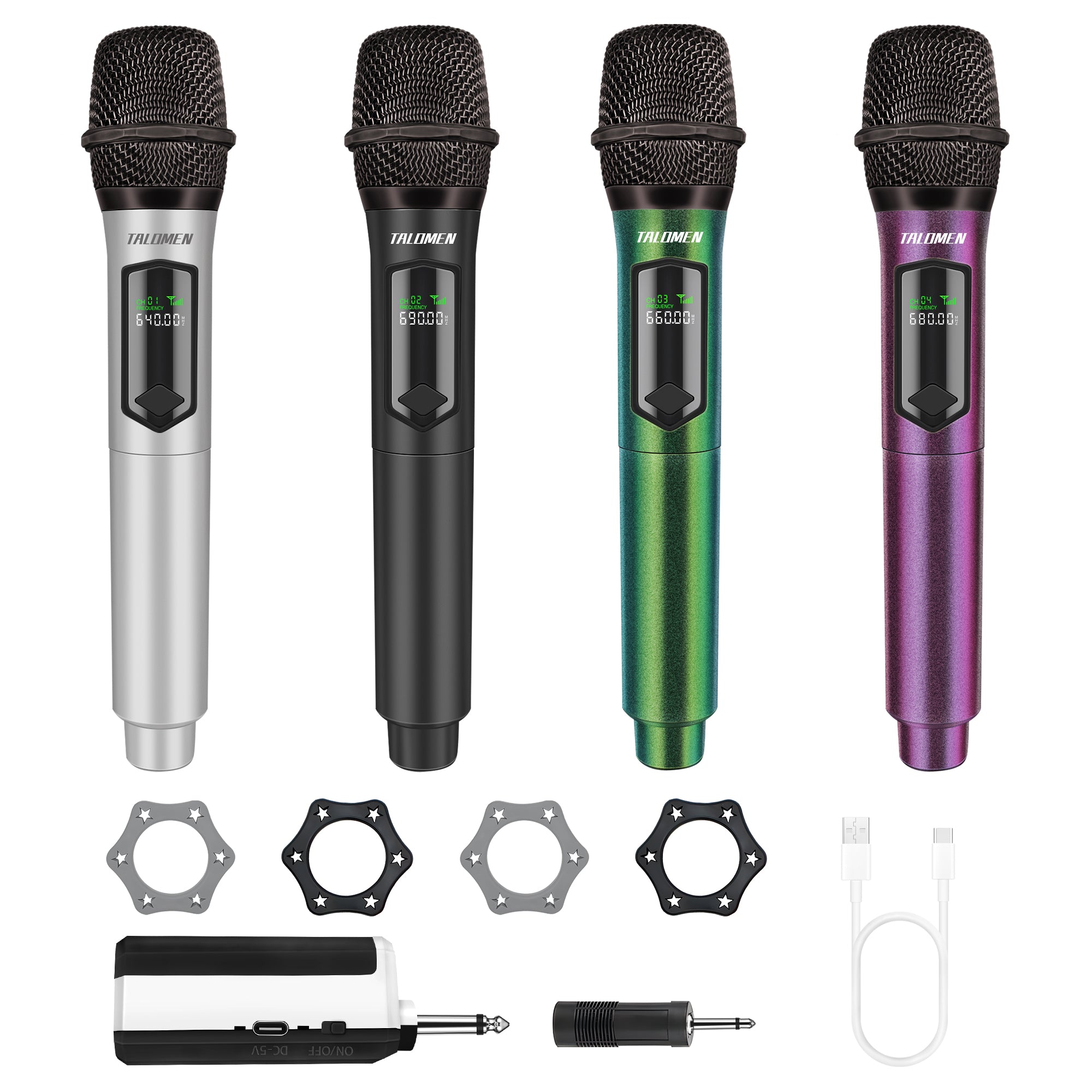 Talomen K60-2 | Micrófono dinámico de mano inalámbrico dual