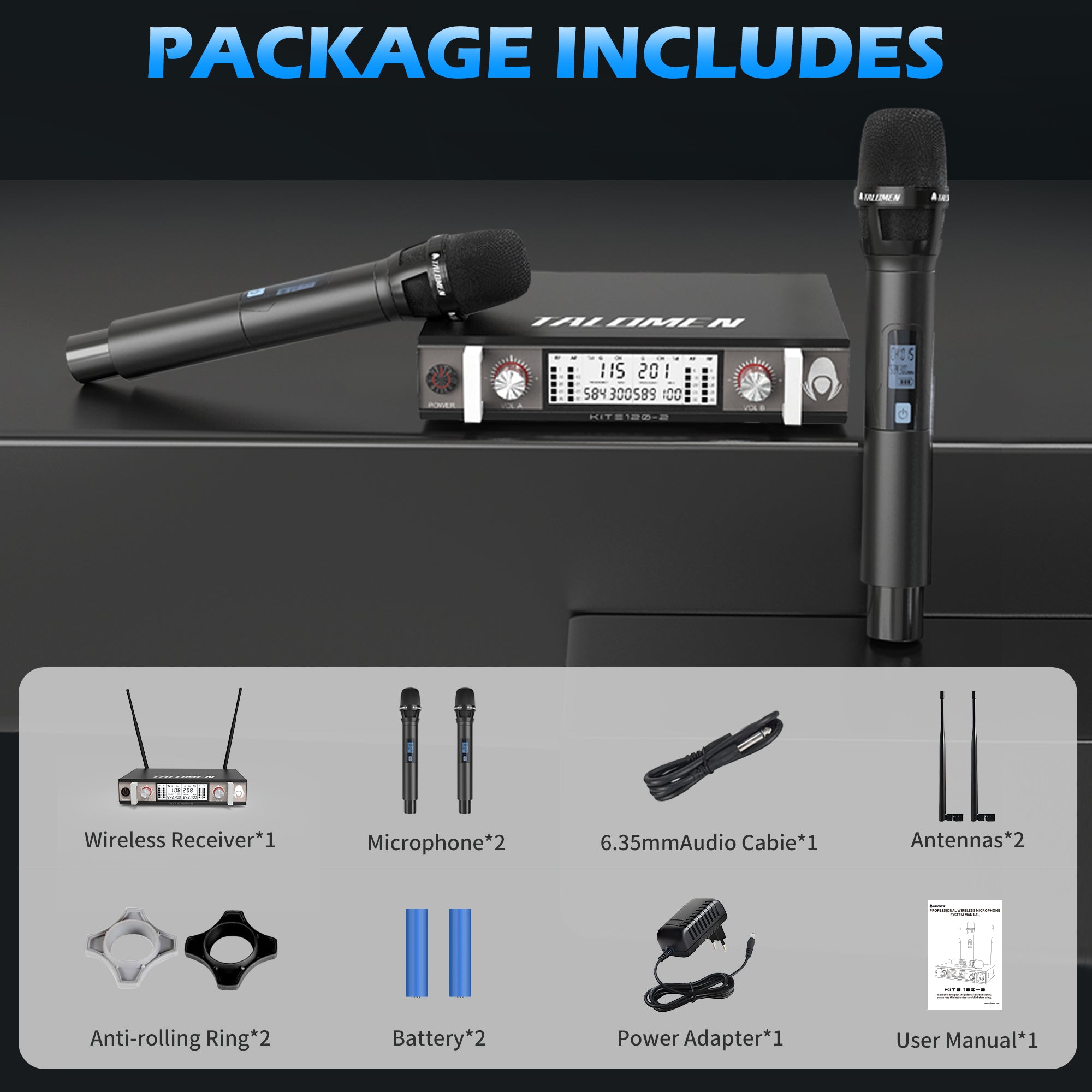 Talomen K120 | Sistema de micrófono inalámbrico UHF profesional