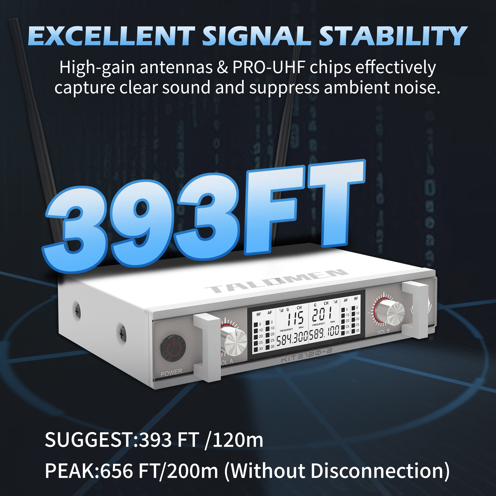 Talomen K120 | Sistema de micrófono inalámbrico UHF profesional